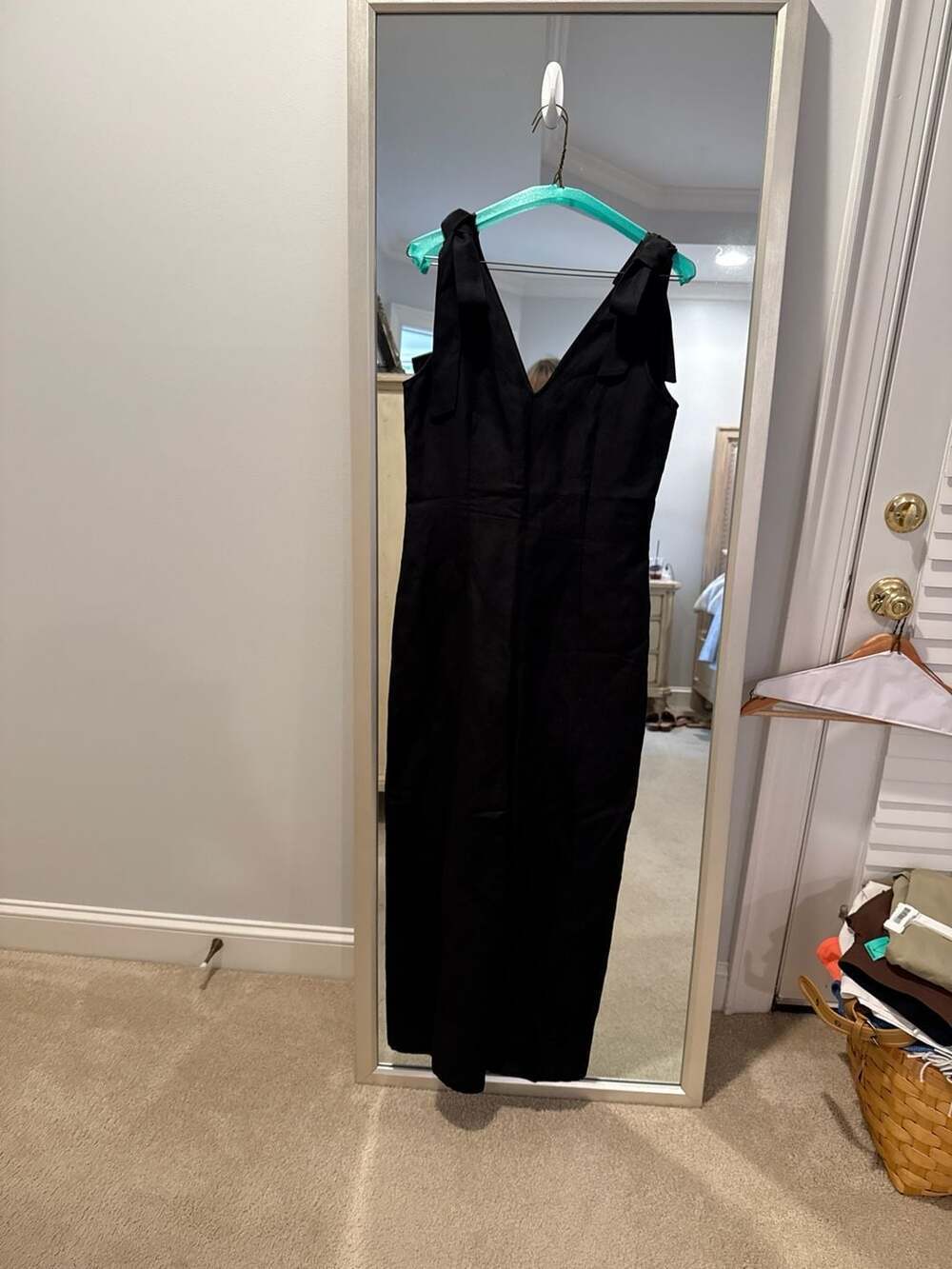 Kate Spade New York Silk-Linen Canvas Wide-Leg Tie Shoulder Jumpsuit, Size 4 - Picture 2 of 11